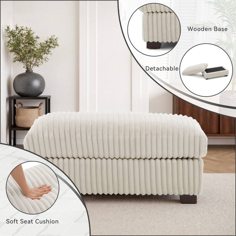 40"W Cotton Flannel Modular Sectional Ottoman