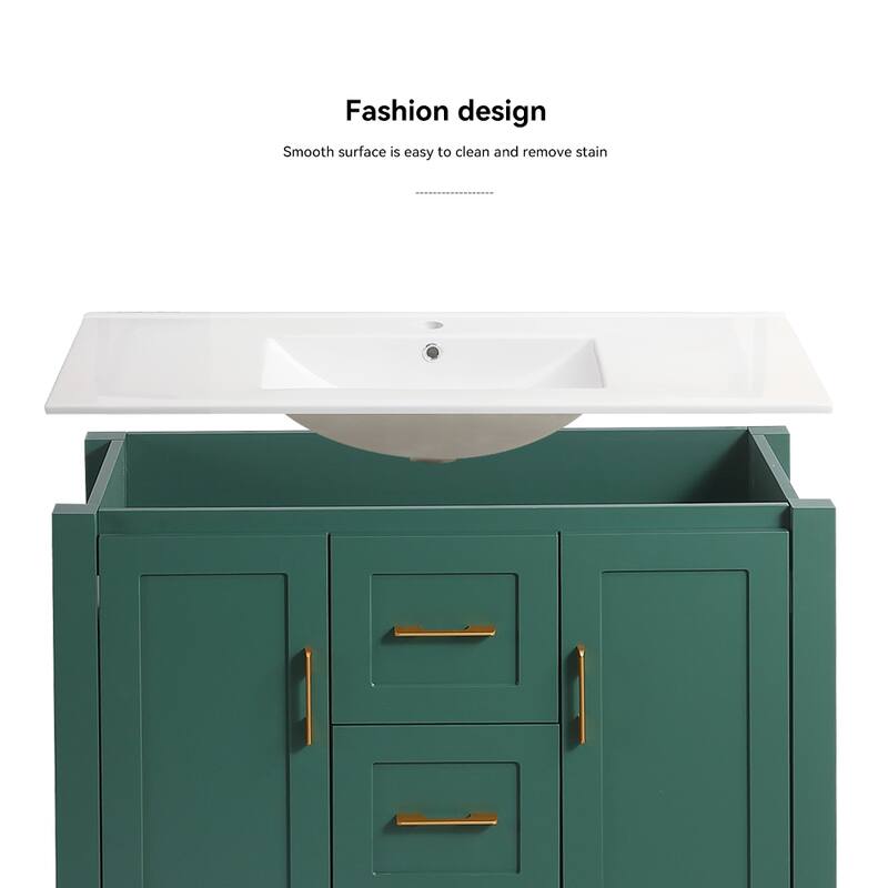 36" Bathroom Vanity with Undermount Single Sink and 2 Doors and 3 Drawers - 36''