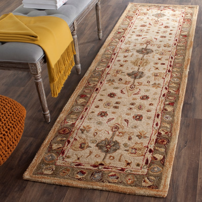 SAFAVIEH Handmade Anatolia Bibbi Traditional Oriental Hand-spun Wool Rug - 2'3" x 14' Runner - Ivory
