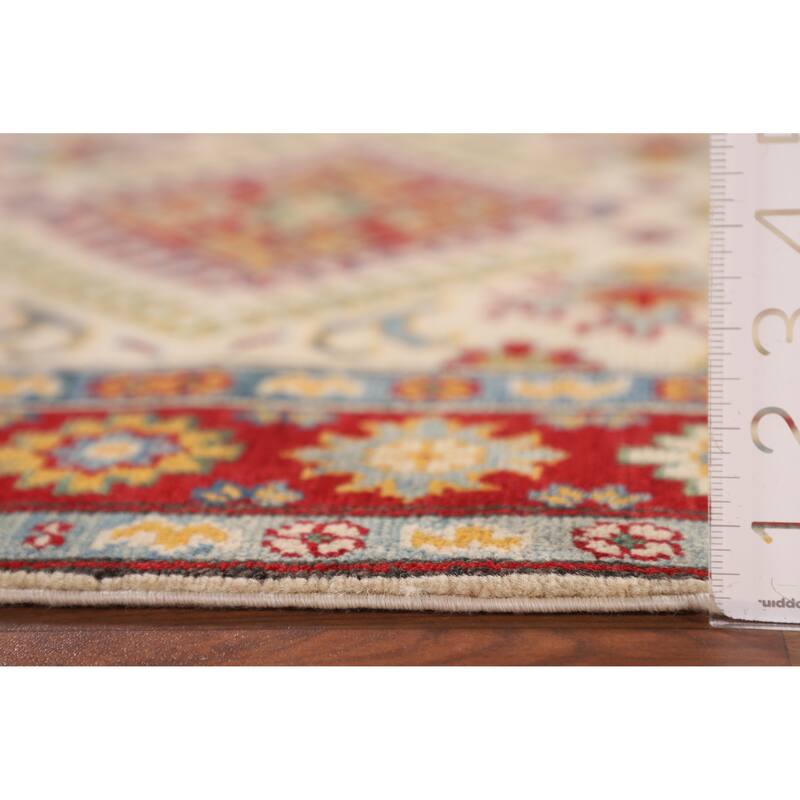 Traditional Kazak Accent Rug Hand-Knotted Oriental Wool Carpet - 3'3"x 4'8"