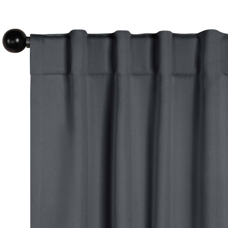 Superior Solid Machine Washable Room Darkening Blackout Curtains with Back Tabs, Set of 2