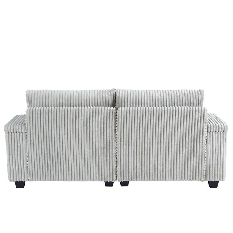 Corduroy Chaise Lounge Sofa Loveseat Sleeper Sofa with Adjustable Backrest, Cup Holders, Phone Holder and Dual Storage Armrest