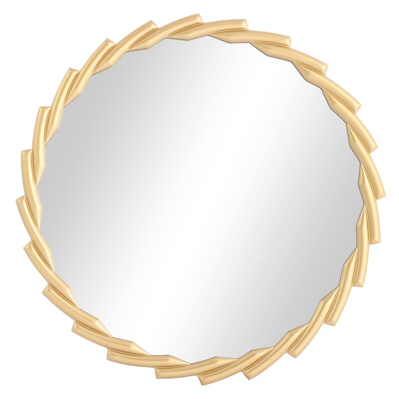 MacLuu Gold Round Decorative Wood Carved Frame Wall Mirror - 24" W x 24" H x 0.75" D