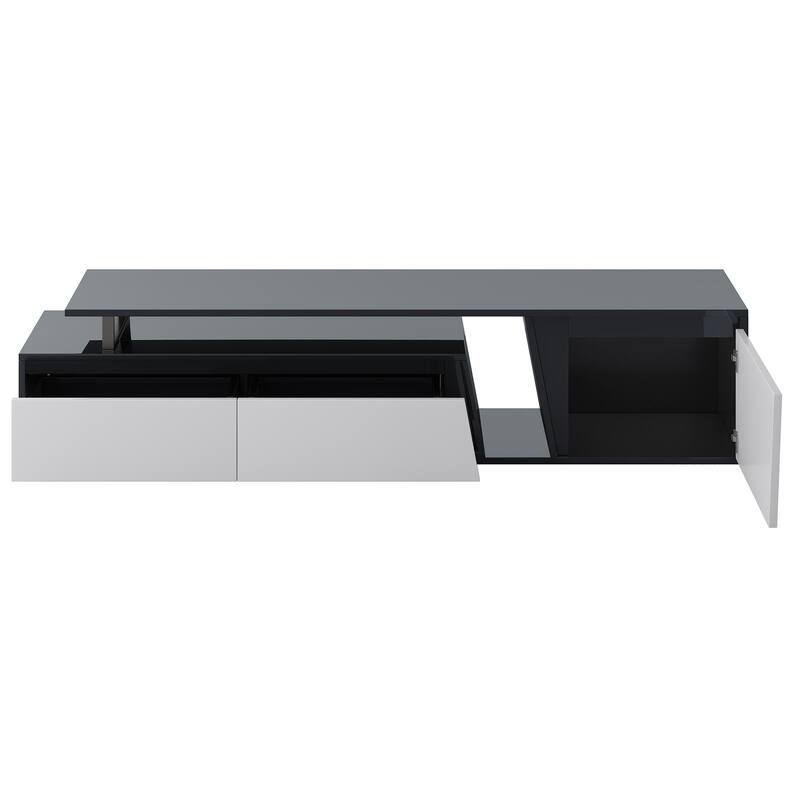 Minimalist Rectangle Extendable TV Stand, TV Cabinet with 2 Drawers and 1 Cabinet