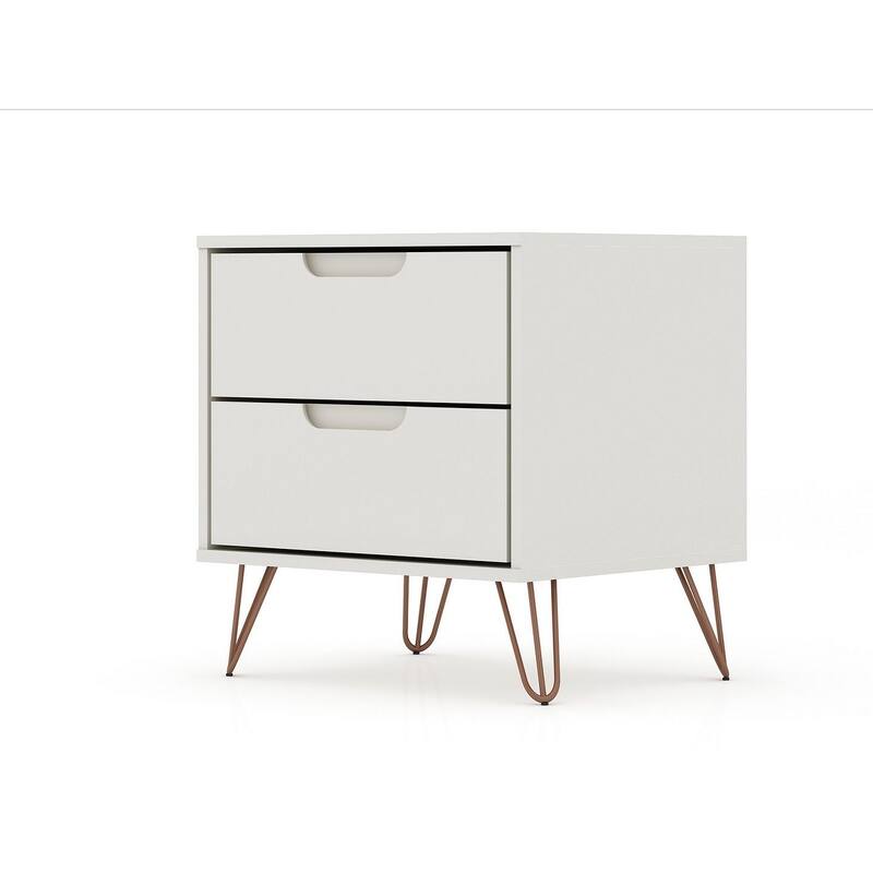 Manhattan Comfort Rockefeller 2-Drawer Nightstand (Set of 2)