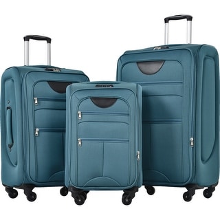 Merax 3 Piece Set Softside Luggage Sets with Spinner Wheels, Expandable Softshell Suitcase Set with Telescopic Handle