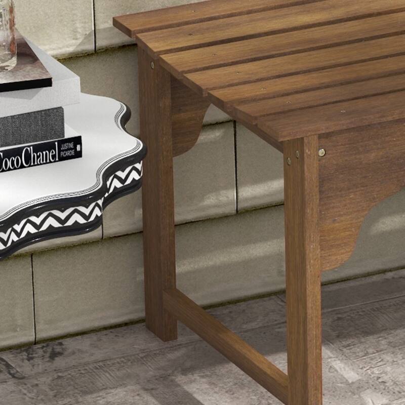 Wooden Garden Bench, Leisure Bench Outdoor Park Bench with Slatted Seat, Backless Front Porch Bench with Curved Seat