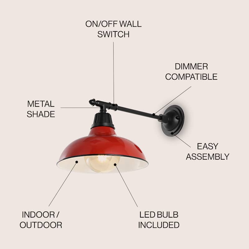 12.25" Indoor/Outdoor LED Arm Sconce, By JONATHAN Y - 12.25
