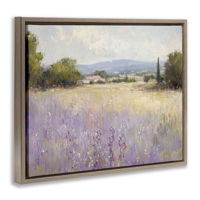 Stupell Lavender Farmland Meadow Framed Floater Canvas Wall Art Design By Petal Prints Design