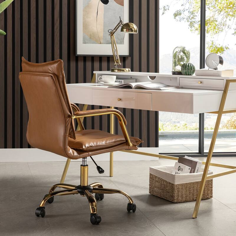 Zarina Modern Faux Leather Swivel Office Desk Chair with Height-adjustable by HULALA HOME