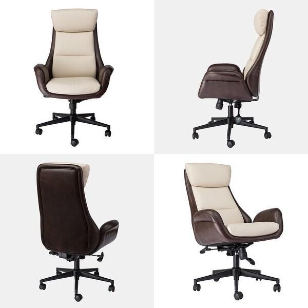 Glitzhome 48-inch Mid-century Adjustable Swivel Faux Leather
