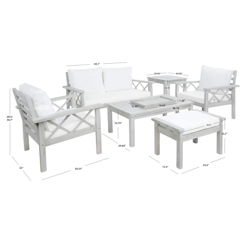 SAFAVIEH Outdoor Unnur 6-Piece Outdoor Set - 344W x 30D x 28H