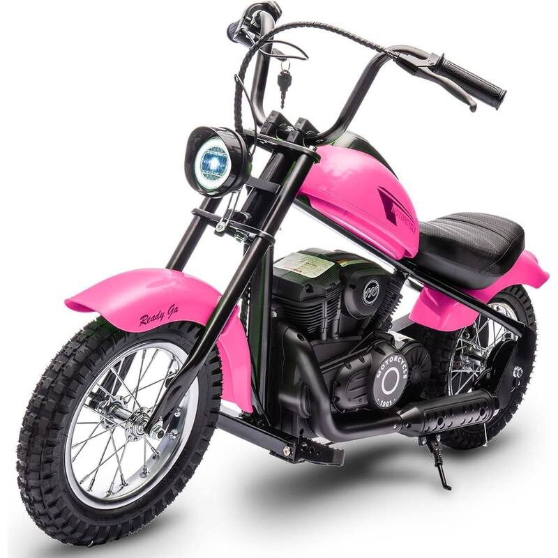 Electric Off-Road Motorcycle, Ride on Toy Dirt Bike for 13+ Kids Best Gift - Pink