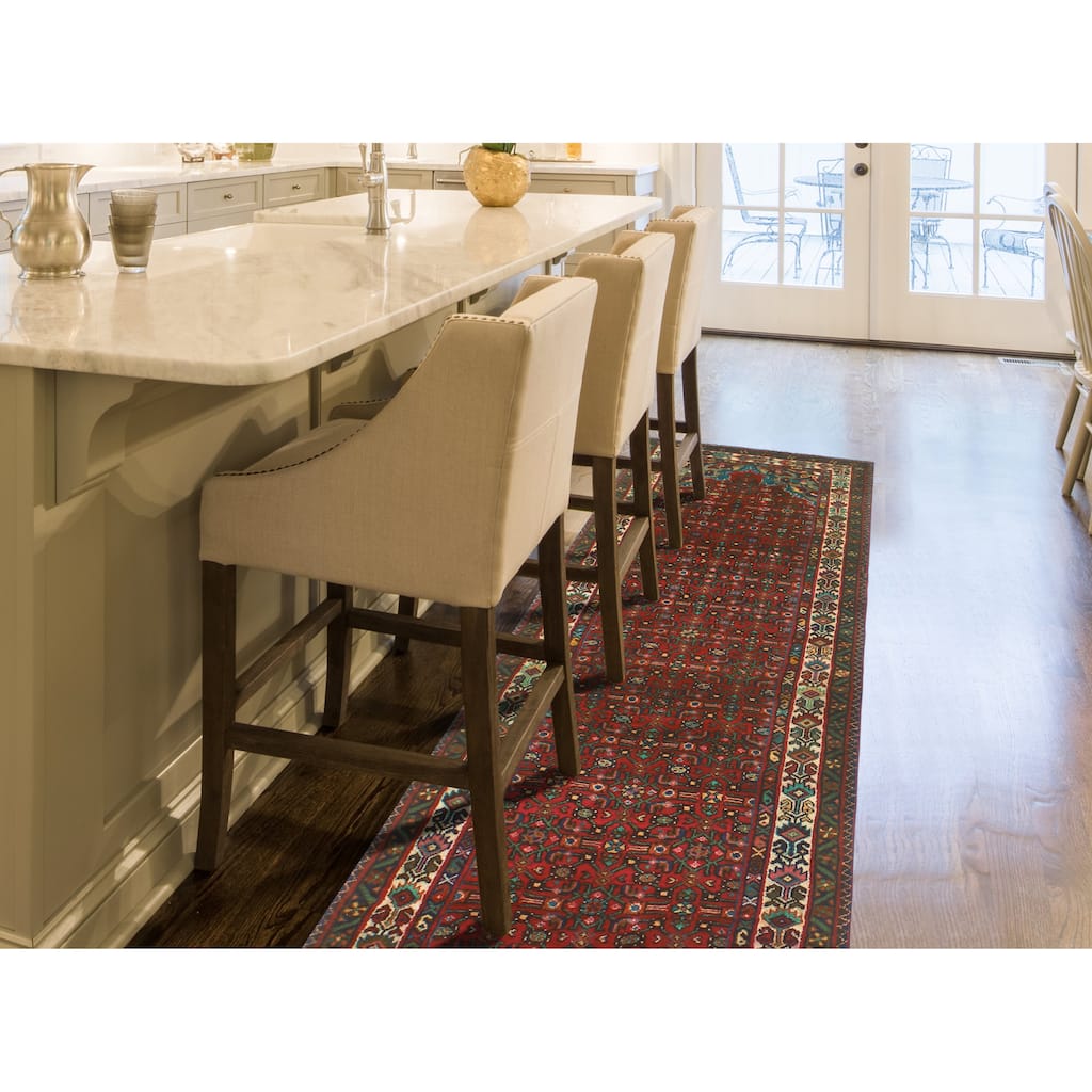 Fine Vintage Distressed Zahara Red/Ivory Runner - 3'5" x 10'3"