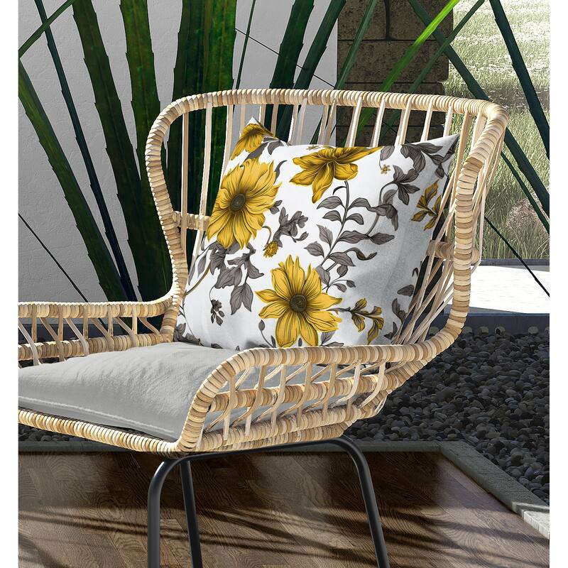 Harvest of Sunshine Indoor/Outdoor Reversible Throw Pillow Grey and Gold
