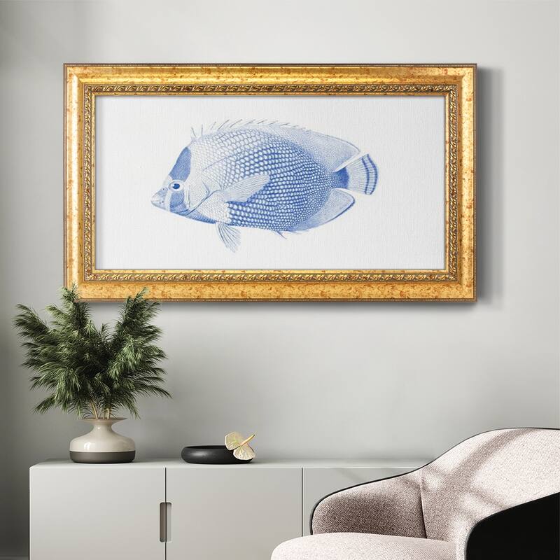 Blue & White Tropical Fish VI Premium Framed Canvas- Ready to Hang