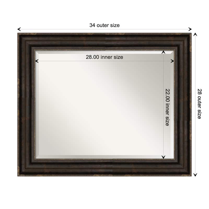 Beveled Bathroom Wall Mirror - Stately Bronze Frame - Stately Bronze - 34 x 28 in