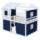 preview thumbnail 27 of 36, Full Size Solid Wood House Bunk Bed with Tent, Ladder and Fence for Kids, Bedroom