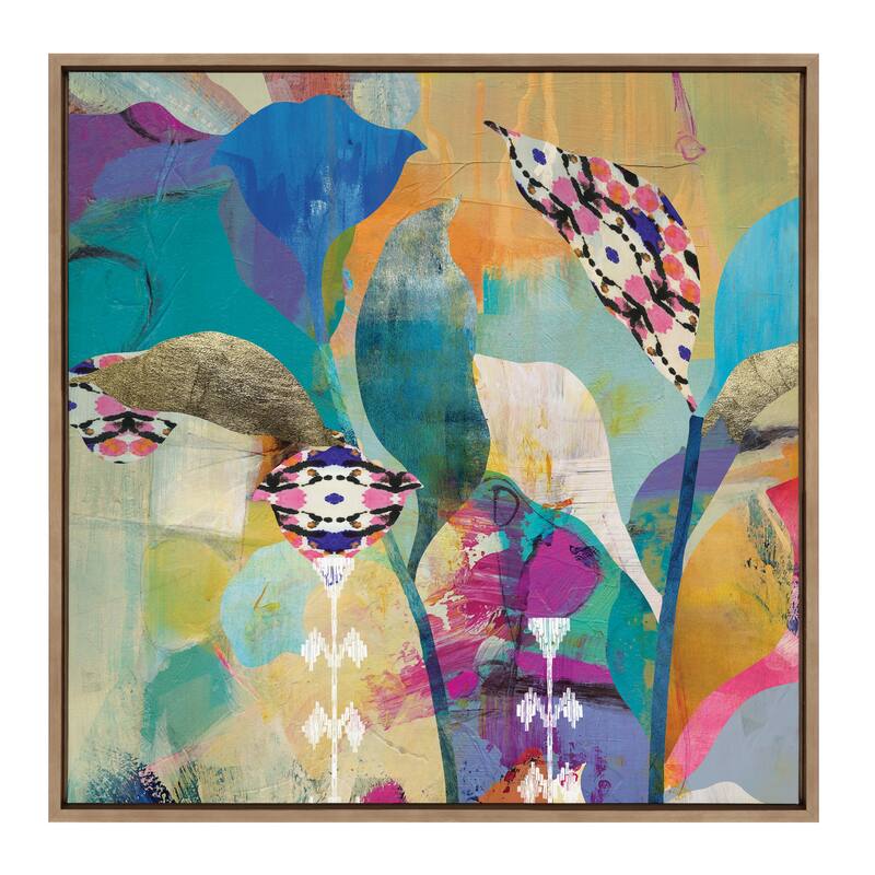 Kate and Laurel Sylvie Abstract Flower Love Framed Canvas by Nikki Chu