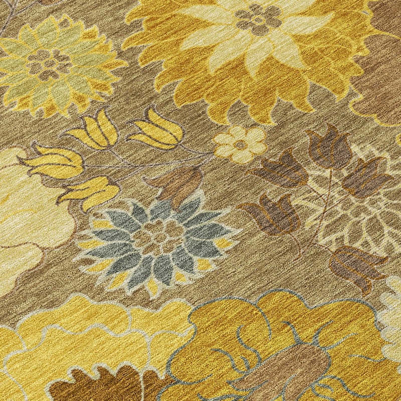 Machine Washable Indoor/ Outdoor Modern Floral Chantille Rug