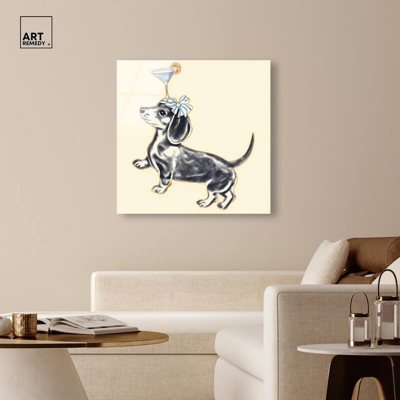 Martini Pup I Acrylic by Art Remedy, Ready to Hang