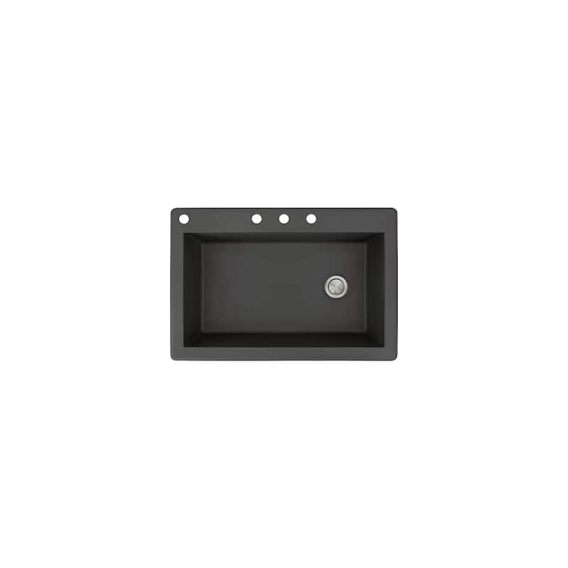 Transolid Radius 33in x 22in silQ Granite Drop-in Single Bowl Kitchen Sink with 1 Pre-Drilled Faucet Hole - 22" x 33" x 9.5"/CABD