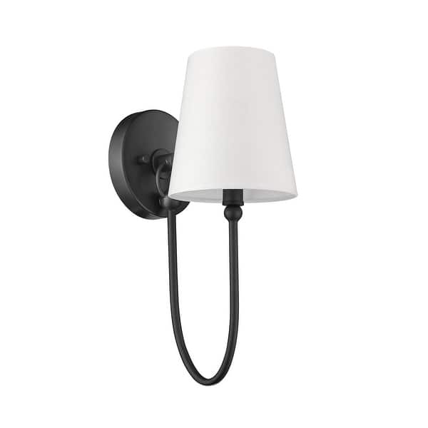 slide 2 of 4, Simple Rustic 1-Light Black Wall Sconce with Shade