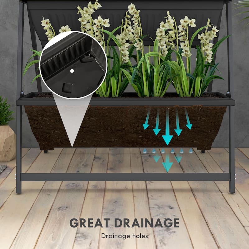 Outsunny Raised Garden Bed, 4 Tier Vertical Garden Planter Set for Indoor or Outdoor, 4 Outdoor Planter Boxes with Stand