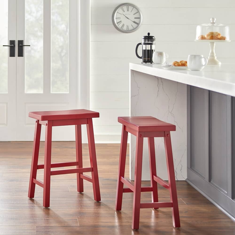 Simple Living Arizona 24-inch Solid Wood Counter Height Saddle Stool