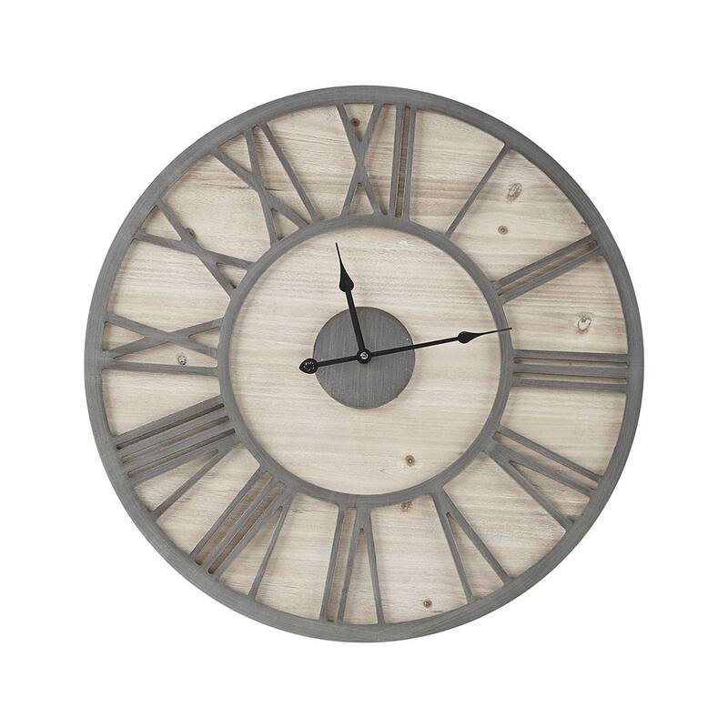 23.6 in Natural with Roman Numeral Wall Clock - 23.6 in - Natural - 23.6 in