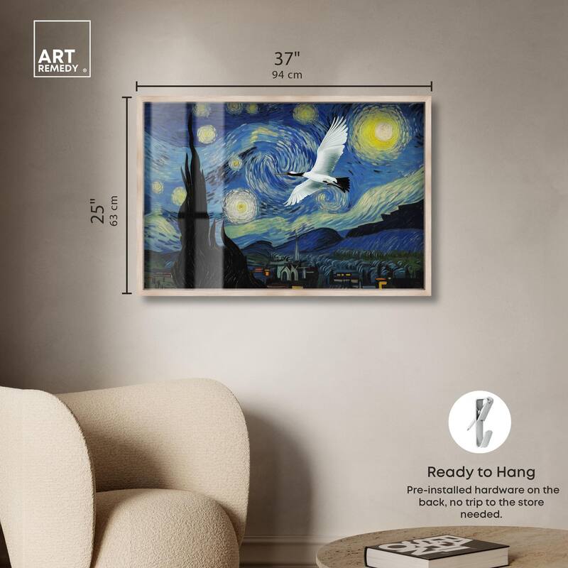 Crane Starry Night Shadowbox by Art Remedy