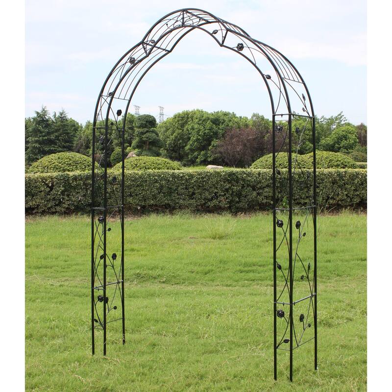 Metal Garden Arch Assemble Freely with 8 Styles Garden Arbor Trellis Climbing Plants Support Rose Arch - Black