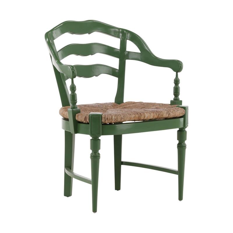 Furniture Classics Mahogany Rush Seat Maverick Arm Chair - Green