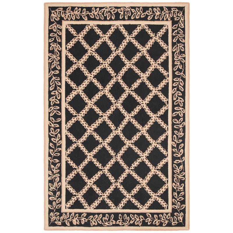 SAFAVIEH Handmade Chelsea Kimber Trellis French Country Wool Rug - 9' x 12' - Black/Gold - Rectangle