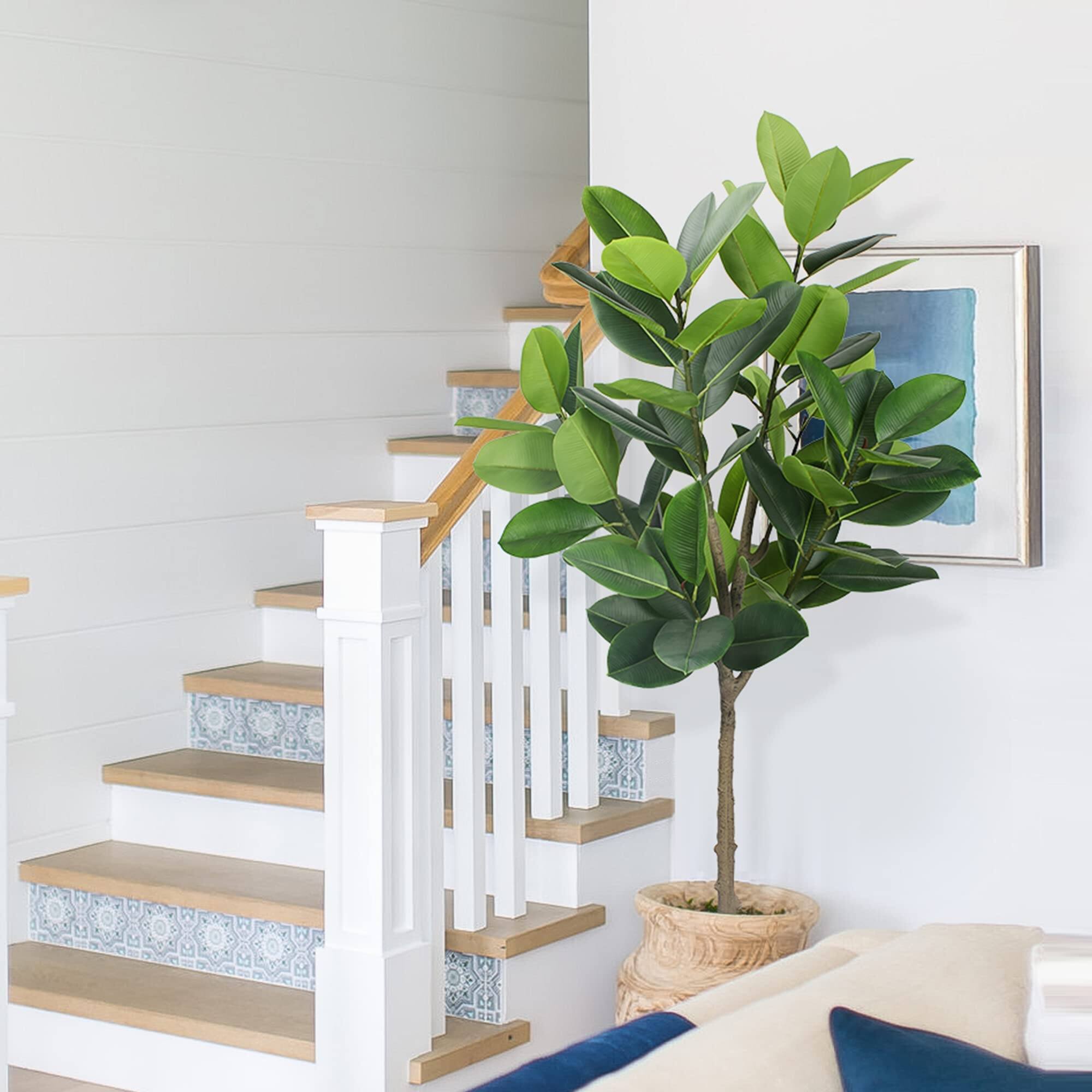 Artificial Rubber Tree 6 Feet with Pot Artificial Plant,Tall Ficus