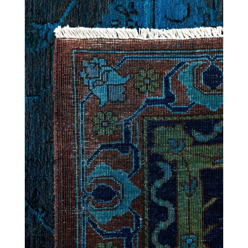 Overton Hand Knotted Wool Vintage Inspired Modern Contemporary Overdyed Black Area Rug - 10' 0" x 13' 10"