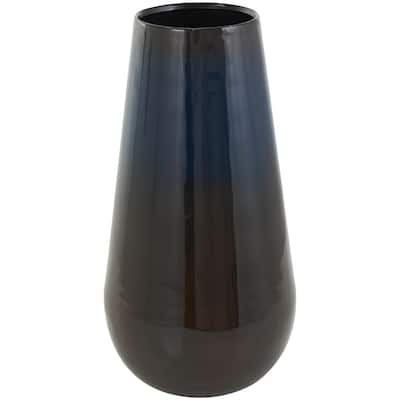 Metal Ombre Decorative Vase with Brown Accents - Blue - Roche River Decor
