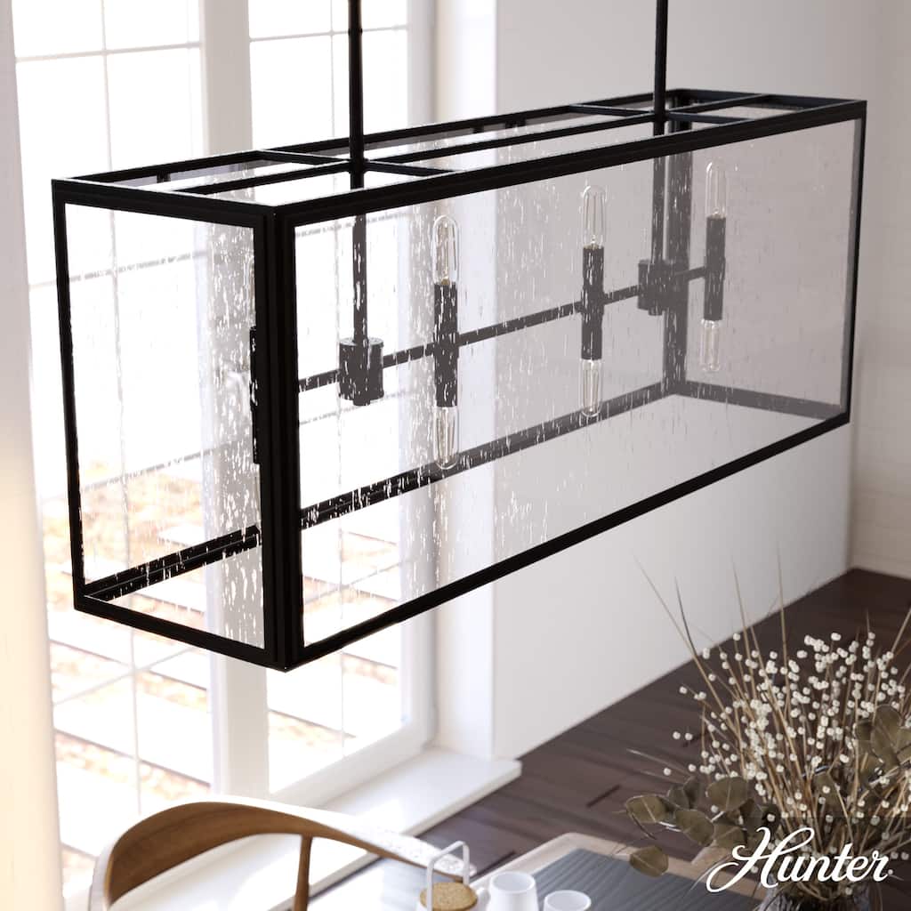 Hunter Felippe 8-Light Linear Chandelier, Kitchen Island, Dining Room, Cage, Contemporary