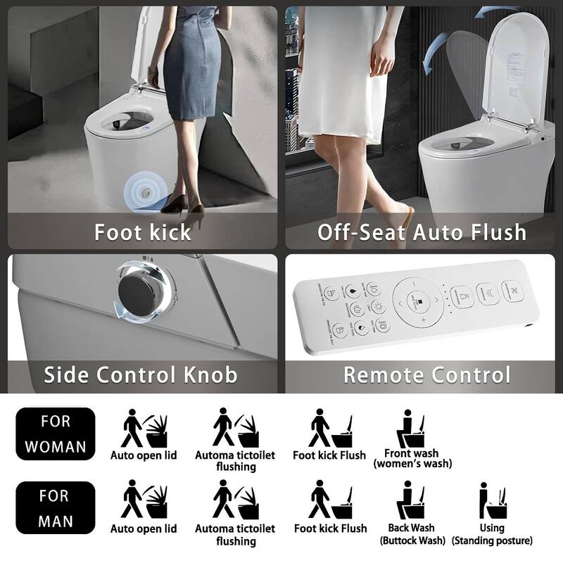 Topcraft Bathroom One Piece Toilet Smart Toilet with Warm Air Dryer Heated Seat