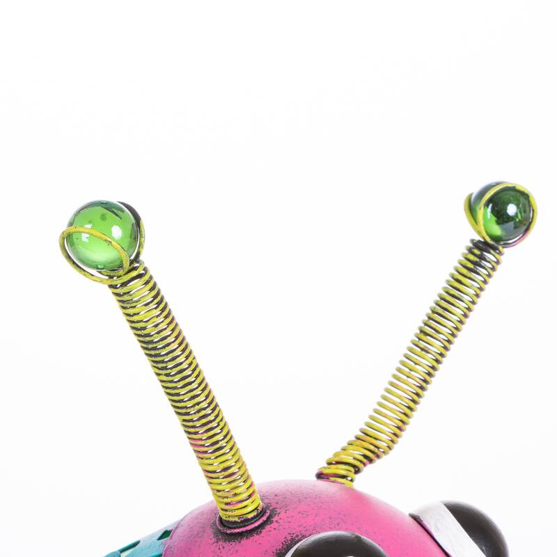 13.78 in. Solar Powered Blue Metal Grasshopper