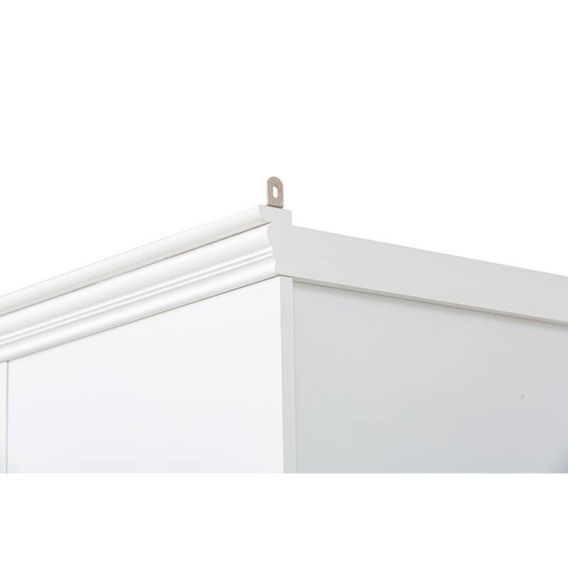 78.75 Inch Display Cabinet Showcase Display Rack, Wooden Bookcase with Tempered Glass Shelves White Bookshelf with 2 Doors