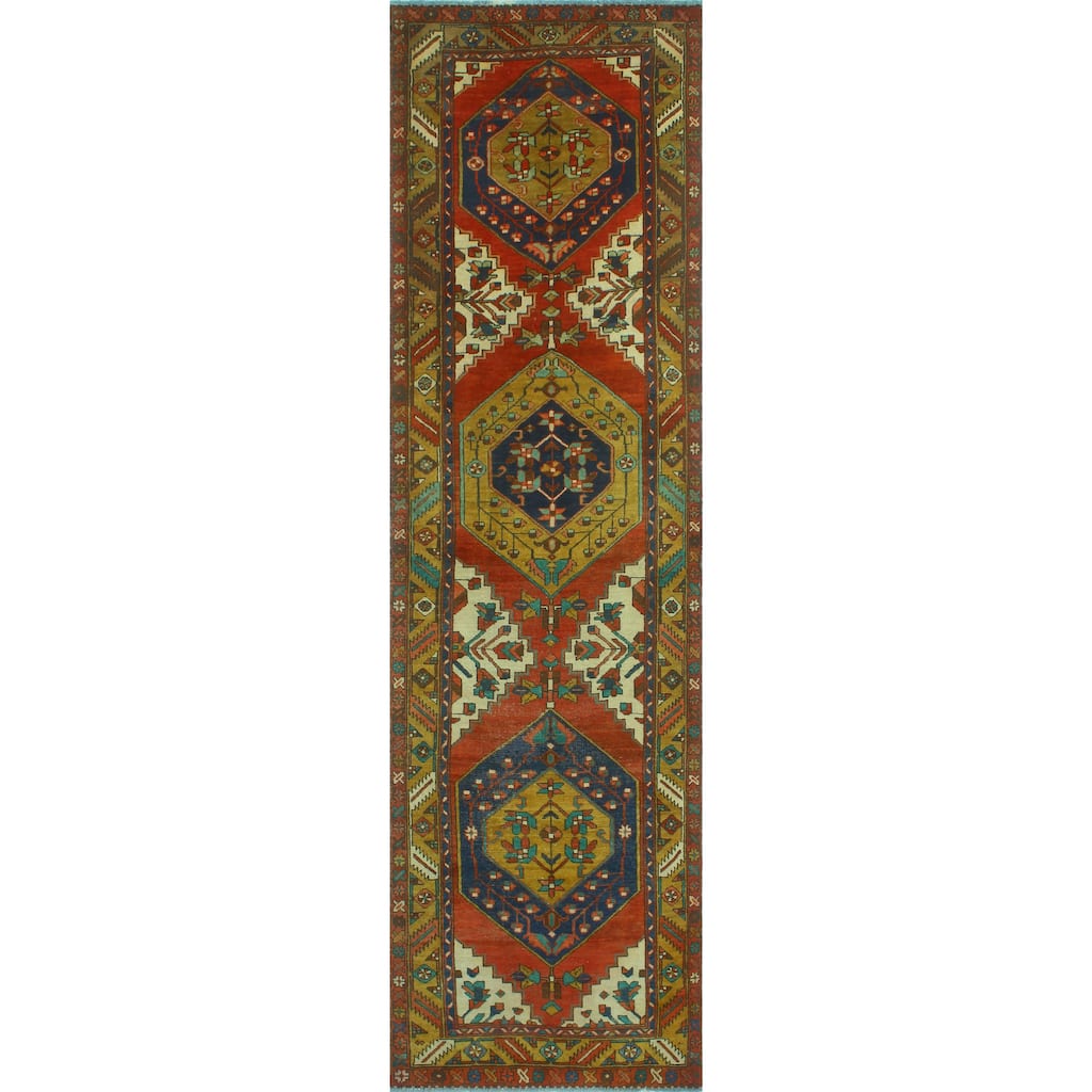 Noori Rug Fine Vintage Distressed Unwyn Red/Navy Runner - 3'0" x 11'1"