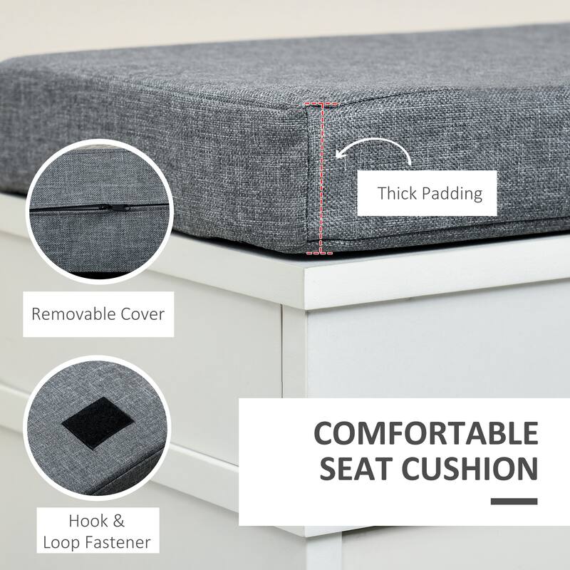 Modern Shoe Rack Bench for Entryway, Storage Organizer with Cushion, 2 Drawers, Adjustable Shelf
