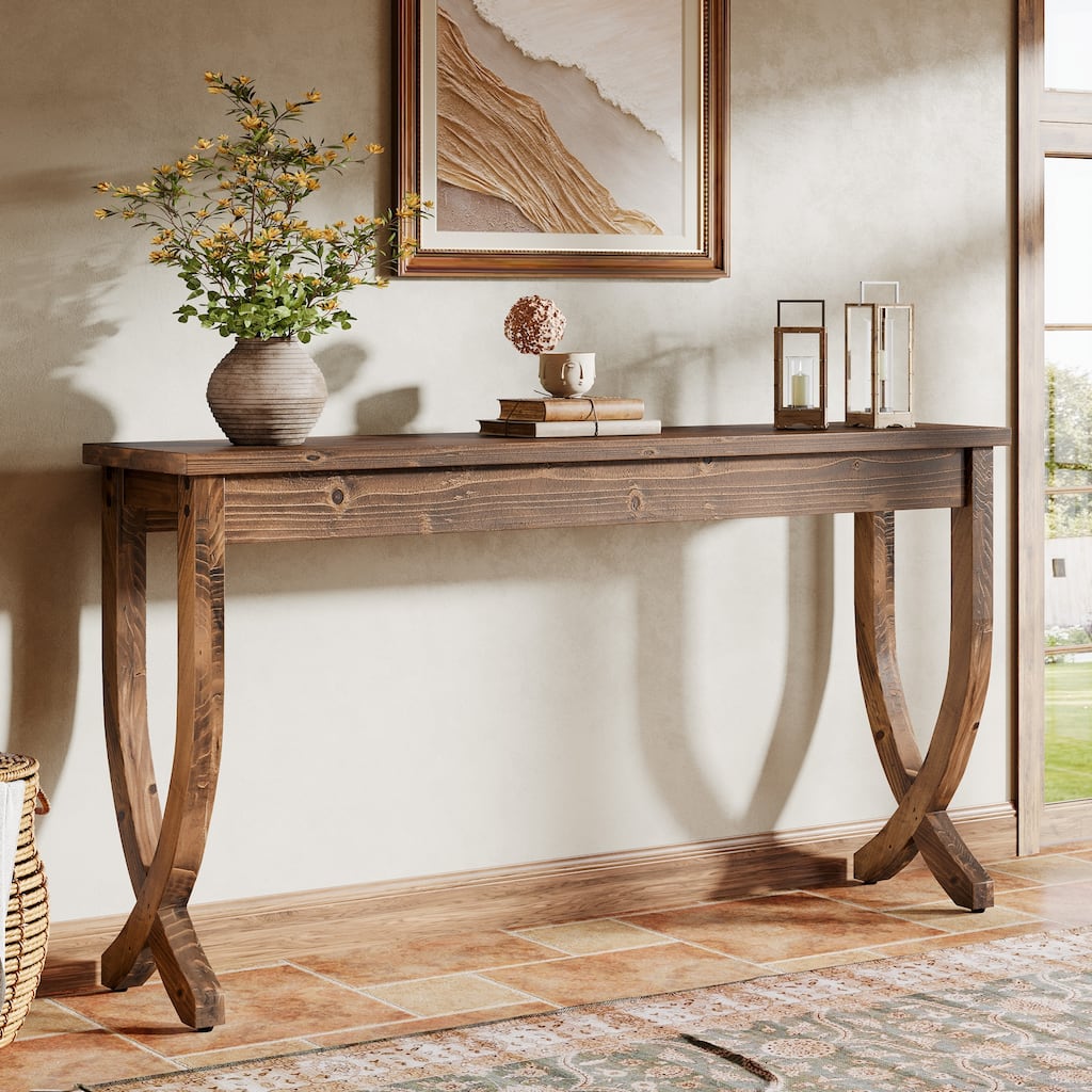Solid Wood Console Table Farmhouse Sofa Couch Table for Entryway