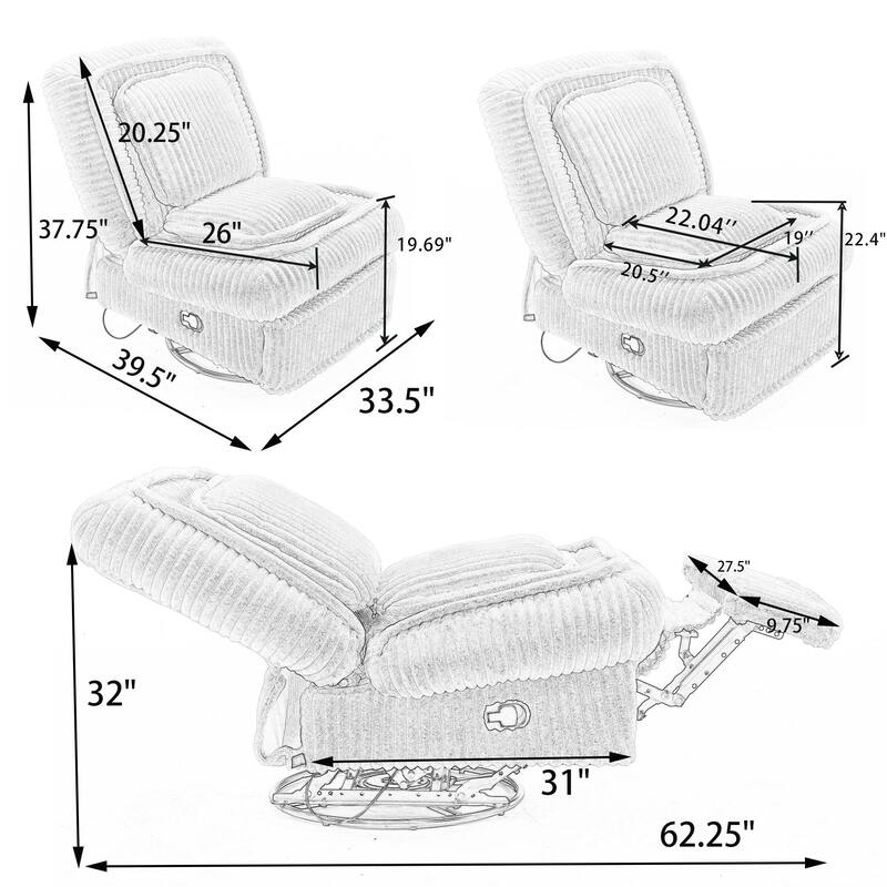 360° Swivel Rocking Single Sofa
