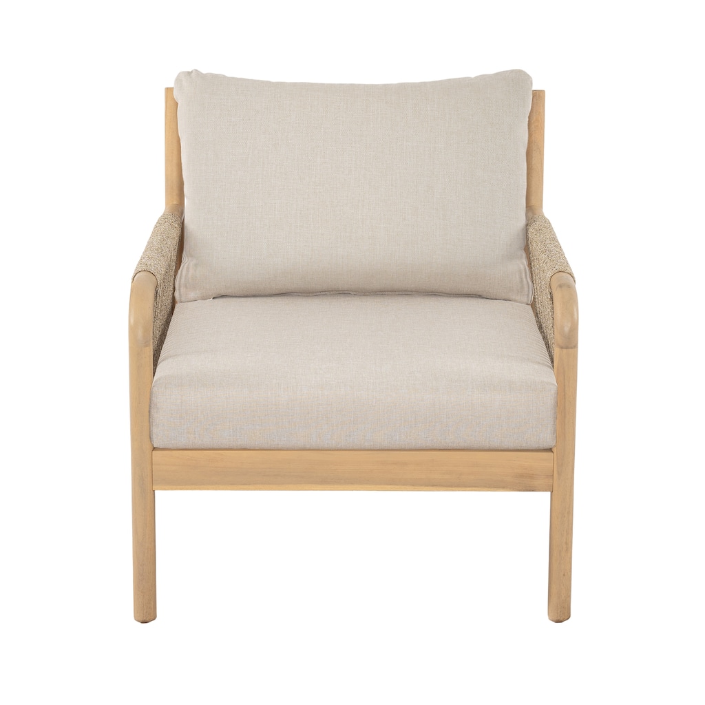 Christopher Knight Home - Havenport Modern Outdoor Solid Wood 5-Piece Chat Set with Rope Accents - 4 - Seater