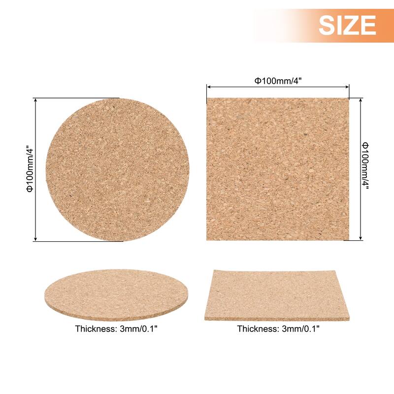 Wooden Cork Coasters for Drink Absorbent Square Drink Coasters - 100Pcs - 100Pcs