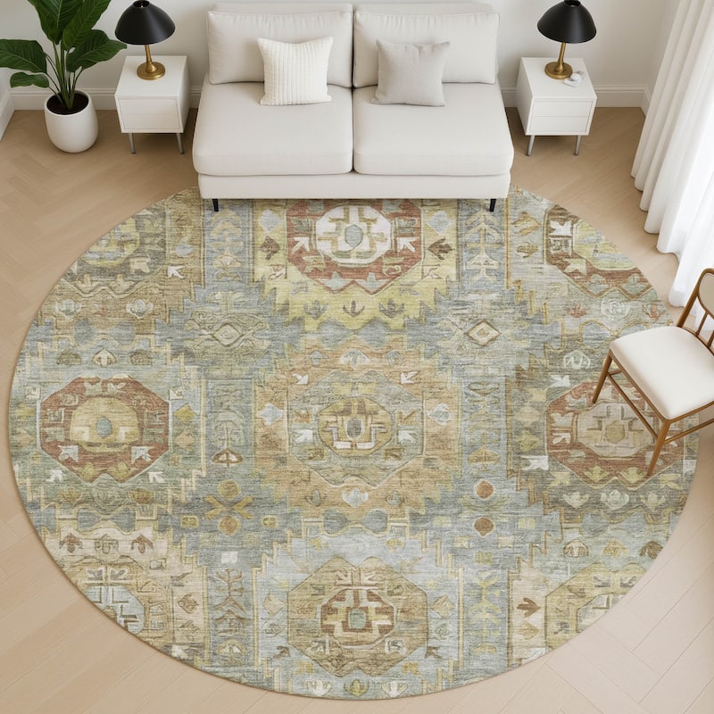 Premium Washable Super Soft Traditional Global Mayfield Rug - Sage - 8' x 8'