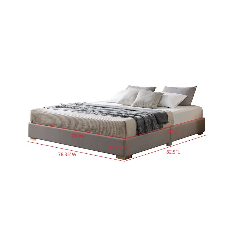 Lucas Collection Brown Wood & Metal Upholstered Platform Bed
