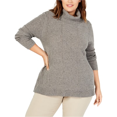 Belldini Womens Turtleneck Tunic Knit Sweater,, Grey, 1X
